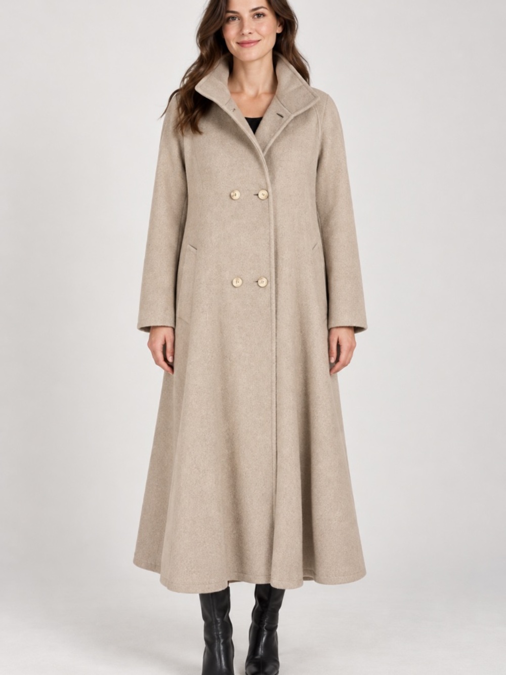 Vintage Saks Fifth Avenue Reversible Beige Wool Blend Coat - XL